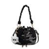 Bolsa Pequeña Casual Tejida con Cordón de Rayas Arcoíris para Mujer 2024 Nueva Bolsa de Hombro Combinable Estilo Occidental Bandolera Tipo Cubo