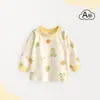 Camiseta de Manga Larga para Bebé Algodón Puro Ropa Interior para Niños Ropa Interior Infantil Prenda Única Superior Ropa de Primavera y Otoño Pijama para Niñas