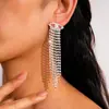 Aretes Largos con Borla Ovalada de Diamantes Tachonados de Plata, Estilo Retro Europeo y Americano, Aretes Sencillos y de Moda, Aretes de Lujo Ligero y Gama Alta