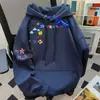 Moletom com Capuz Estampado de Letras Estilo Divertido e Fofo Solto e Moderno Outono e Inverno Veludo Aconchegante Jaqueta Top Ins