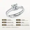 Anillo de Plata 925 con Moissanita de Corte Princesa Finamente Elaborada, Anillo para Mujer, Diseño de Nicho Simple Estilo Ins, Joyería de Lujo Ligero