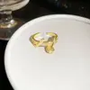 Anillo de Perla Abierta Redonda de Circonita de Moda Europea y Americana, Anillo de Dedo Índice Elegante y Exquisito con un Toque de Lujo Ligero y de Alta Gama