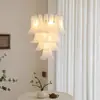Candelabro de Lujo Ligero Estilo Francés para Sala de Estar, Candelabro Grande de Vidrio Hecho a Mano Estilo Retro Americano para Escaleras de Herradura, Luminaria para Dormitorio Principal y Comedor