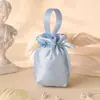 Bolsa de dulces para boda con Gipsófila, satín de alta gama con diamantes, bolsa brillante para empaquetar dulces de boda, caja de dulces para boda, bolsa de tela para boda