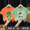 Nova Camiseta Estilosa de Algodão Puro com Estampa de Desenho para Meninos, Manga Curta, para Bebês e Crianças, Camiseta Casual Confortável e Respirável, Camiseta Tendência de Meia-Manga