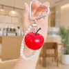 Chaveiro de Maçã de Resina com Contas Pingente de Fruta Estilo Miu Criativo Corrente para Pendurar em Carro Bolsa Celular Pulseira de Pérolas