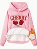 Suéter casual con capucha europeo y americano de ebay transfronterizo CHERRY estampado nuevo sencillo de manga larga para mujer en stock