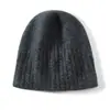Gorro de Cachemira de Color Sólido para Mujer, Gorro de Punto Grueso y Cálido con Protección para los Oídos, Gorro de Punto Versátil Que Hace que el Rostro Parezca Más Pequeño