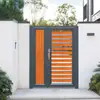 Aleación Casa Autoconstruida Villa Puerta Principal Acero Inoxidable Madera-Plástico Puerta de Patio Hierro Forjado Madera Maciza Puerta de Patio Rural Leide Zhu