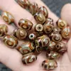 Cuentas Dzi Marrones de Tres Ojos Cuentas de Arroz Jade Cuentas Sueltas Ágata Esmerilado Ovalado Passepartout Accesorios para Joyería DIY Cuentas