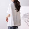 Foto Real de Camiseta de Verano Nueva Moda para Mujer Tallas Grandes, Cuello en V con Pedrería de Alta Resistencia, Top Elegante y Adelgazante para Mujer