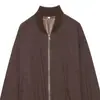 Venta al por mayor de ropa de mujer transfronteriza, nuevo estilo de otoño, chaqueta bomber marrón con cuello alto, chaqueta corta ajustada de manga larga