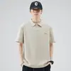 Verão Novo Camiseta Polo de Manga Curta Camiseta Masculina Gola Lapela Manga Média Marca Tendência Flow Solta Combinação Total Moda Bonita Camiseta