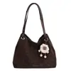 Bolsa tote grande de couro macio transfronteiriça, novo estilo de comércio exterior, bolsa de ombro única relaxada e vintage, bolsa de mão feminina para o trabalho, personalizável