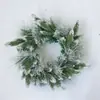 Corona de rama de pino nevada flockeada navideña, corona desnuda artificial, corona semiacabada para colgar en la puerta DIY, para centros comerciales y hoteles, decoración navideña