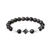 Pulseiras de Casal Trevo de Quatro Folhas Tendência Nacional para Mulheres, Versátil com Ágata Negra, Estilo Nicho de Luxo, Contas Estilo Chinês, Feito à Mão