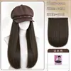 Gorro peluca desmontable boina integrada cabello largo ondulado rizado sombrero octagonal ala ancha cobertura completa de la cabeza