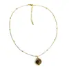 Collar con Colgante de Acero de Titanio y Piedra Ojo de Tigre, Estilo Maillard, Cadena para Clavícula, Joyería de Lujo Ligero de Gama Alta para Nicho, Venta al por Mayor para Mujeres
