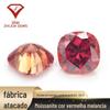 Almofada quadrada fertilizante melancia vermelha Moissanite pedra nua Fertilizante quadrado cor Moissanite jóias pedra principal com pedra atacado