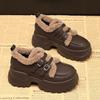 SJN6789-29 mocasines de plataforma para mujer de invierno con forro polar cálido 2023 nuevos combinan con todo aumento de altura oculto zapatos de cuero