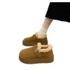 Botas de Neve com Solado Grosso Femininas 2026 Novo Estilo de Inverno Solado Macio Plus Veludo Pelo Espessado Quente Sapatos Birkenstock Sapatos de Algodão Sapatos Pão