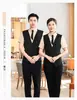 Restaurante Ocidental de Catering de Hotel de Luxo Ktv Roupa de Trabalho Gola Alta Falsa Peça Dupla Colete Roupa de Trabalho de Garçom Mesmo Estilo para Homens e Mulheres