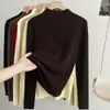 Camiseta Base de Punto de Cuello Alto Parcial para Mujer 2026 Otoño/Invierno Nuevo Suéter Ajustado para Vestir por Capas