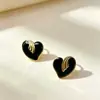 Pendientes de Acero Titanio con Goteo de Aceite Florales para Mujer, Nueva Llegada, Lujo Ligero, Acero Inoxidable Chapado en Oro, Pendiente de Esmalte, Caliente de Verano