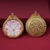 Pingente Tanka de Raposa de Nove Caudas Pintado à Mão com Incrustações de Ouro Liga Tibetana Caixa Gau Pingente Amuleto Budista Ornamento Estilo Chinês