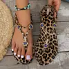 Sandalias Mocasín de Cuña con Suela Gruesa Estampado de Leopardo para Mujer Verano 2026, Sandalias Romanas Amarillas para Adulto, Otras Sandalias de Verano para Mujer
