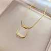 [Aço titânio corpo inteiro] Pedra opala quadrada estilo simples corrente de clavícula de celebridade da internet feminina acessórios