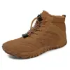 Sapatos de caminhada ao ar livre forrados de lã engrossados Novos sapatos de neve para escalada em rocha para homens e mulheres antiderrapantes resistentes ao desgaste quentes de cinco dedos