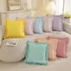 Almohada con volantes y encaje hecho a mano, cojín para cabecera, almohada dopamina primavera/verano, cuadros estilo ins 45*45
