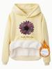 Tamanho europeu transfronteiriço Outono e inverno feminino canguru bolso com capuz manga comprida forrado de lã moletom top fé tbpe baixo
