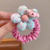 Laços de cabelo infantis estilo coreano com estampa floral de bolinhas, acessórios de cabelo de cachorro de desenho animado para meninas, pompons de tecido para bebês, elásticos para prender o cabelo