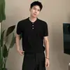 Camisa tipo polo estilo Old Money con cuello camisero, Tejido de punto de manga corta para hombre, Trenzado de ochos, Bordado de caballo, Camiseta de negocios, Venta al por mayor de fábrica transfronteriza