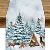 Amazon Popular Transfronteiriço Linho Bandeira de Mesa Inverno Natal Cenário de Montanha Boneco de Neve Decoração de Mesa Fofa
