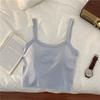 Camisole Curta de Alta Qualidade para Mulheres 2024 Verão Nova Garota Popular com Bojo, Top Interno Elegante e Anti-Exposição para Mulheres