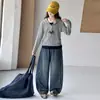 Ropa de punto para niñas Primavera y Otoño 2026 Otoño Nueva Moda Pulóver Base y Conjunto de Jeans para Niñas Mayores