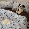 Ins Perro Xiaoqing Cuatro Estaciones Algodón Lavado Corazón de Niña Linda Cuadros Azules Juego de Cama de Cuatro Piezas Juego de Tres Piezas