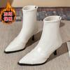 Botas de Cano Curto Apontadas Femininas 2024 Novas Super Quentes Botas Femininas Outono e Inverno Salto Fino Botas Finas Salto Alto Botas de Cano Curto Botas de Moda