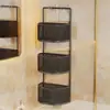 Estante de almacenamiento de gran capacidad, multicapa, para montaje en pared sin perforaciones, para encimeras de baño, diseñado para productos de cuidado de la piel y toallitas de limpieza facial, con características de ventilación y drenaje