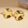 Aretes Redondos Irregulares Retorcidos Chapados en Oro Real de 14K Estilo Europeo y Americano, Aretes Sencillos de Nicho Transfronterizo de Alta Gama