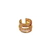 Pinzas para Orejas de Zirconia con Baño de Oro Real de Tres Capas para Mujeres Sin Perforaciones, Pendientes de Moda y Versátiles, Pendientes de Lujo Ligero y de Alta Gama