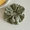 Elástico de Cabelo Scrunchie Xadrez Verde Menta Fresco Estilo Coreano para Meninas, com Acabamento de Luxo, Scrunchie para Penteado de Coque