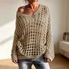 Camisa de Tricô Sexy com Recortes para Proteção Solar, Nova Malha Transfronteiriça para Férias Femininas, Top Saída de Praia Primavera/Verão, Moderno