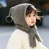 Sombrero de Punto para Niños Estilo Coreano Otoño e Invierno Cálido Engrosado Sombrero Integrado con Bufanda Niños y Niñas Sombrero de Lana Tejida a Prueba de Viento con Protección para las Orejas Moda