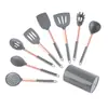 Manija Chapada en Cobre de Silicona Transfronteriza Utensilios de Cocina Resistentes a Altas Temperaturas Pala para Saltear Cuchara para Sopa Valla de Olla Doméstica Anti-rayaduras Pala para Fugas Venta al por Mayor