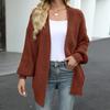 Cárdigan de Punto Yuanbao de Manga Linterna para Mujer de Comercio Exterior de Amazon Otoño e Invierno Nuevo Suéter de Largo Medio Chaqueta de Mujer