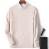 Suéter de Lana de Cuello Redondo Casual para Hombre Bai Cai Rong Tejido Cálido Ajustado Prenda Base de Punto Otoño Invierno Versátil Negocios